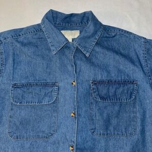 Vintage 90's Basic Equipment Denim Shirt Womens‎ Small Long Sleeve Button Front